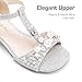 DREAM PAIRS Girls Sandals Ankle Strap T-Strap Low Heel Pearl Bow Flower Pump Dress Wedding Party Shoes for Little Kid/Big Kid,Size 4 Big Kid,Silver,KKUMHS2501