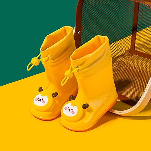 sfdgfhyf Little Kid Short Shoes for Children Lined Shoes Boots Rain with Drawstring and Girls Gumboots (Yellow, 2.5-3Years)4