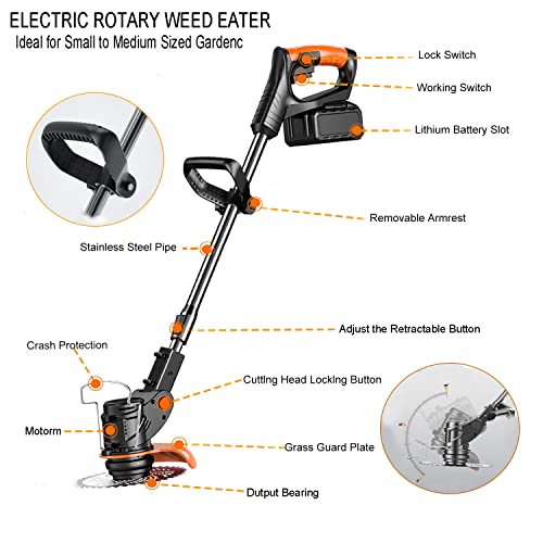 Hyjjyll HY-001 Weed Wacker Cordless, Electric Weed Eater Brush Cutter 21V With 3 Types Blades And 2X4.0Ah Battery Powered, 3.9 Lbs, 3 In1 Grass Trimmer/Stringless Weed Wacker/Brush Cutter thumb #1
