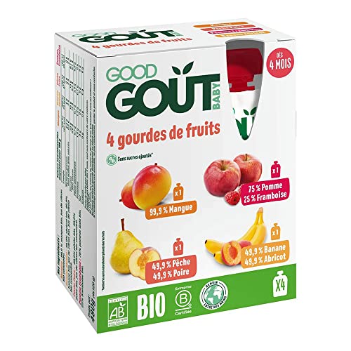 Purée De Fruits À Boire Bébé Dès 4 Recettes Sans Sucres Ajoutés Variety Fruits Bio Good Gout Les 4 Gourdes De - vue 2