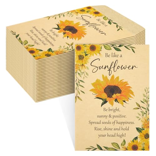 Tenare 30 Pcs Teacher to Student Gifts Wildflower Seed Packets (Not Included) Seeds End of Term Class Gifts for Children Students from Teachers Party Bag Fillers Sunflower (Brown)