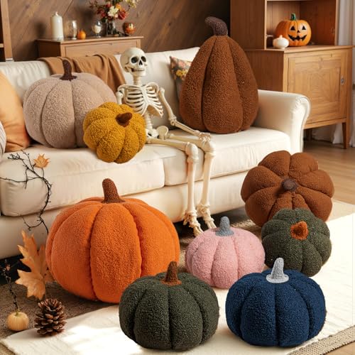 Lanpn Autumn Pumpkin Plush Pillows Set of 2, Halloween Decoration Pumpkin Throw Pillow Soft Fleece Sherpa Cute 3D Shaped Cushion for Sofa Couch Bedroom Thanksgiving (Beige, 32x22 cm & 23x18 cm) - Cosy Home Interiors Lanpn Autumn Pumpkin Plush Pillows Set of 2, Halloween Decoration Pumpkin Throw Pillow Soft Fleece Sherpa Cute 3D Shaped Cushion for Sofa Couch Bedroom Thanksgiving (Beige, 32x22 cm & 23x18 cm) - Image 5
