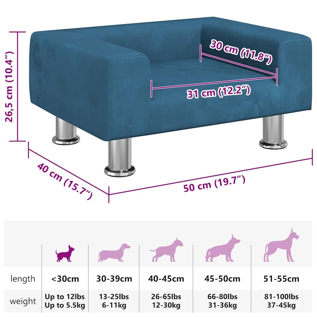 Genérico Cama para Perros de Terciopelo Azul 50x40x26,5 cm,Productos para Mascotas,Productos para Mascotas,Productos para Perros,Camas para perros-171925