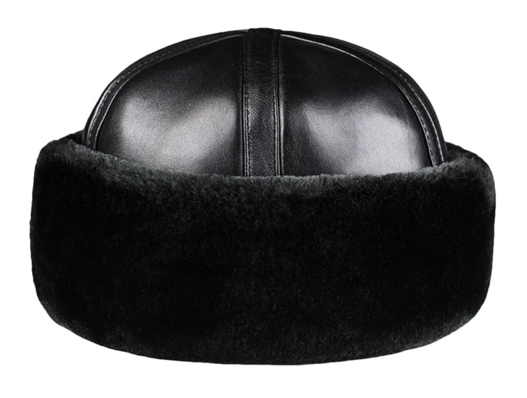Sombrero de bombardero retro de piel de oveja para hombre, gorro de invierno para mantener el calor, para hombre y mujer, gorra de piel auténtica, gorro de forro
