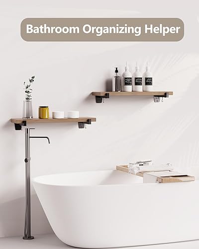 Miniatura 8 de Paquete de 4 soportes de estante negros, soportes flotantes resistentes de 11.25 pulgadas, soportes de estante de acero industrial rústico de 15