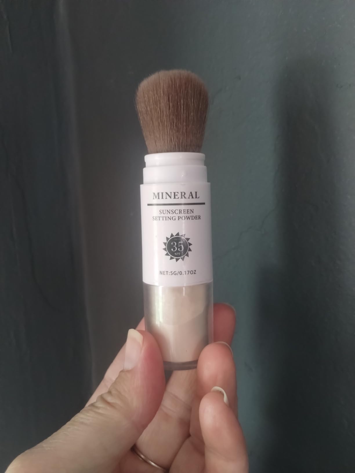 LemonSac Mineral Sunscreen Setting Powder, SPF 35 Translucent Loose Powder for Face & Scalp, Mineral Brush Powder, Oil Control Natural Matte Finish, Lasting Lightweight Breathable (#03 White)