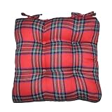 vctops Christmas Plaid Chair Pads with Ties Red and Green Scottish Tartan Dining Chair Cushions Soft Comfy Square Seat Pads (Red Green,16'x16')