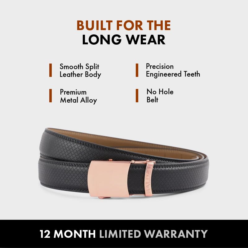 Image of HALDEN THEO Belt For Men Leather Original (Adjustable Fits Up to 44 Inch Waist) Ratchet Straps, Unique Magnetic Auto-lock Buckle Adjustable Belt For Men