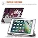 Hocase Compatible with iPad 6th/5th Generation Case, Trifold Folio Smart Case with Apple Pencil Holder, Auto Sleep/Wake Feature, Soft TPU Back Cover - Royal Purple/White Flowers
