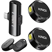 Microfone de Lapela Sem Fio Bluetooth KAIDI Premium – Kit com 2 Microfones e 1 Receptor USB-C e Lightning, Redução de Ruído, até 10h de Uso, Compatível com iPhone, Android, Câmeras e PC