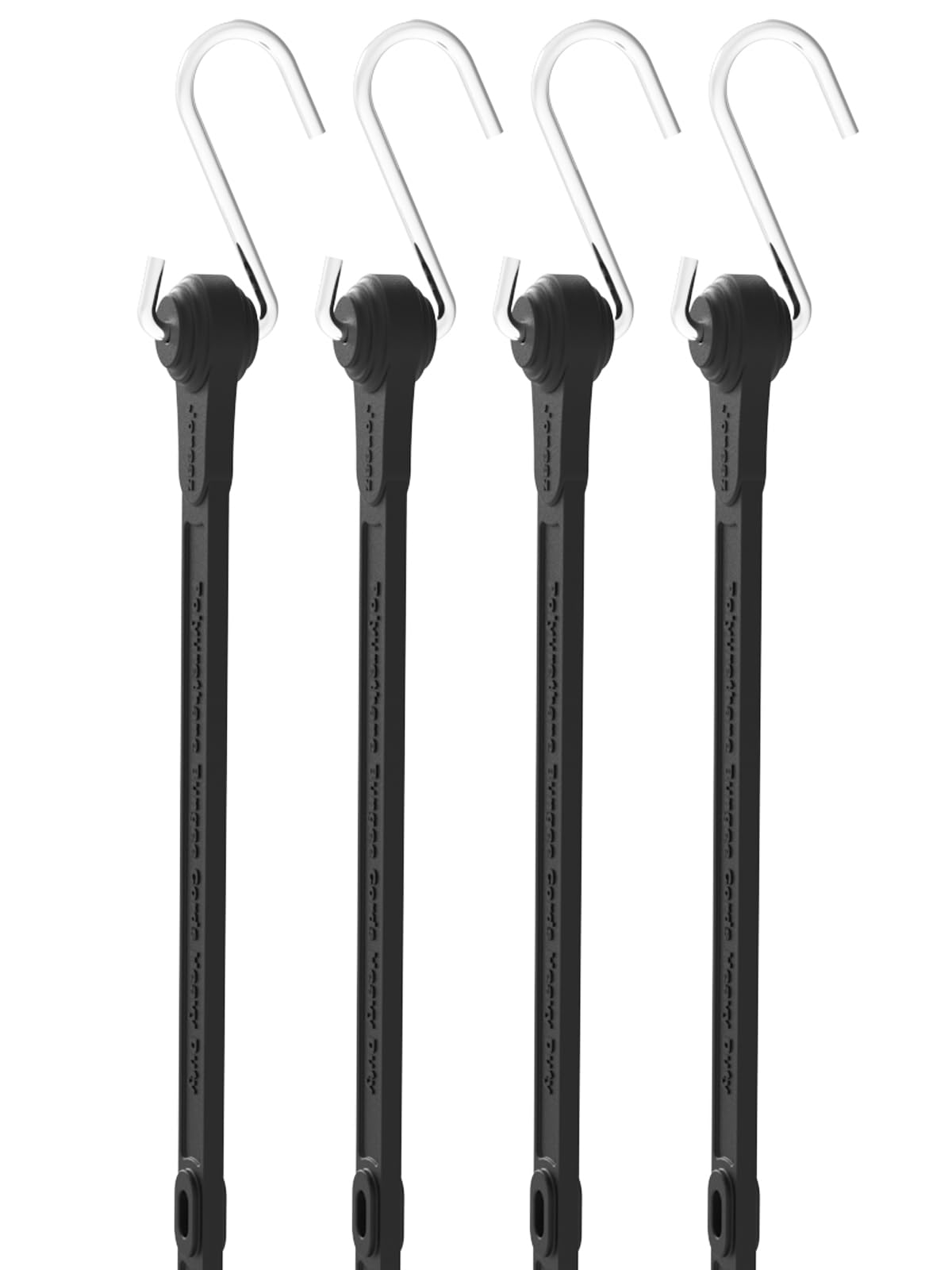 Flat Silicone Rubber Bungee Cords with Hooks Adjustable, 36 inch, 4 Pack Heavy Duty Tie Down Straps,Above 150% Stretch