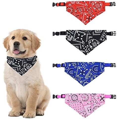 HACRAHO Dog Bandana Collar, 4 Pieces Dog Bandana Collar with Adjustable Buckle Pet Triangle Scarf Bibs for Small Dogs Cats, M Cover