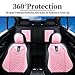 Coverado Car Seat Covers Full Set, 5 Seats Universal Seat Covers for Cars, Breathable Fabric& Faux Leather Auto Seat Cushions, Front and Rear Seat Protectors Fit for Most Sedans SUV Truck, Pink