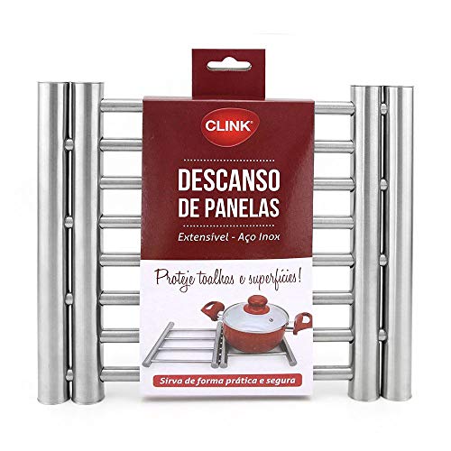 Descanso de Panelas Duplo Extensível Aço Inox 2 em 1 Casa Cozinha