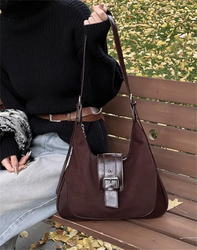 Faux Suede Bags for Women Slouchy Hobo Bag Suede Tote Purse Shoulder Handbag Vintage Shoulder Satchel Purse Work Handbag2