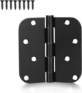KNOBWELL 4" x 4" Matte Black Door Hinges, Exterior Door Hinges, 12 Pack