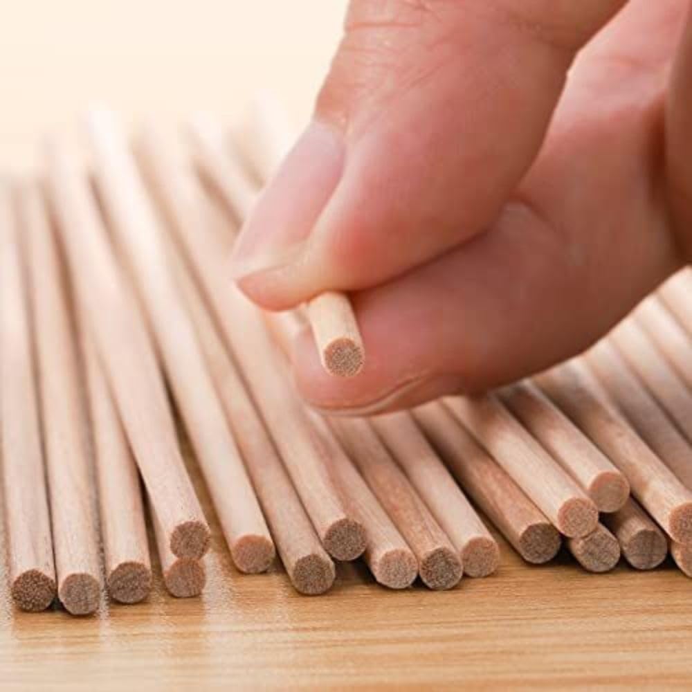 Bamboo Cake Dowels (12 inch x 5 mm) - 100 Pieces - Wooden Round Craft Stick Unfinished Natural Hardwood, Round Craft, Wood Stick for Crafting