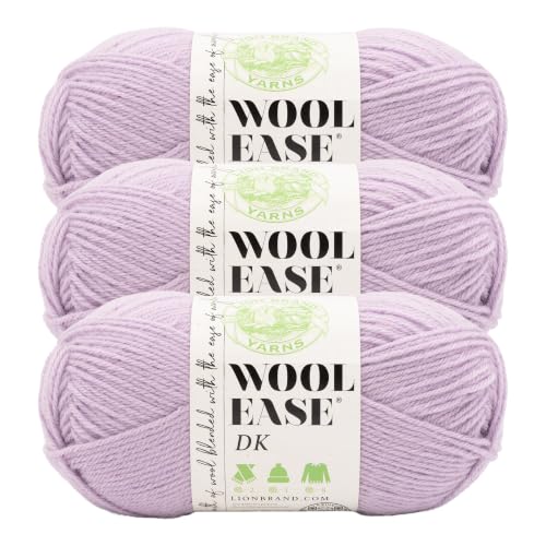 Image of Lion Brand Yarn, Wool-Ease DK Crochet & Knit Yarn, Lavender, Purple, 3 Pack | Classic DK Weight Wool Acrylic Blend Knit & Crochet Fiber for Warm Blankets, Light Sweaters, Fall & Winter Hats