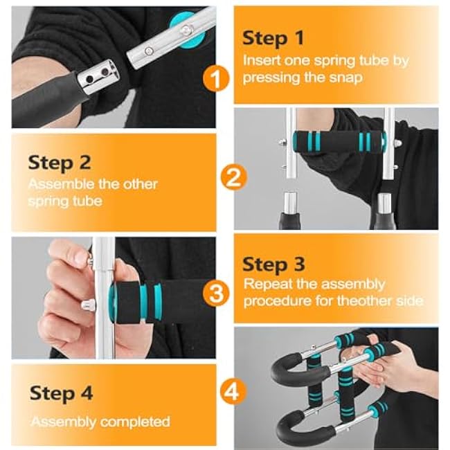 Twister Arm Trainer - Adjustable Forearm Strengthener, Arm Exercise Equipment, Chest Workout Equipment, Portable Spring Resistance for Home Workout Equipment (Blue)