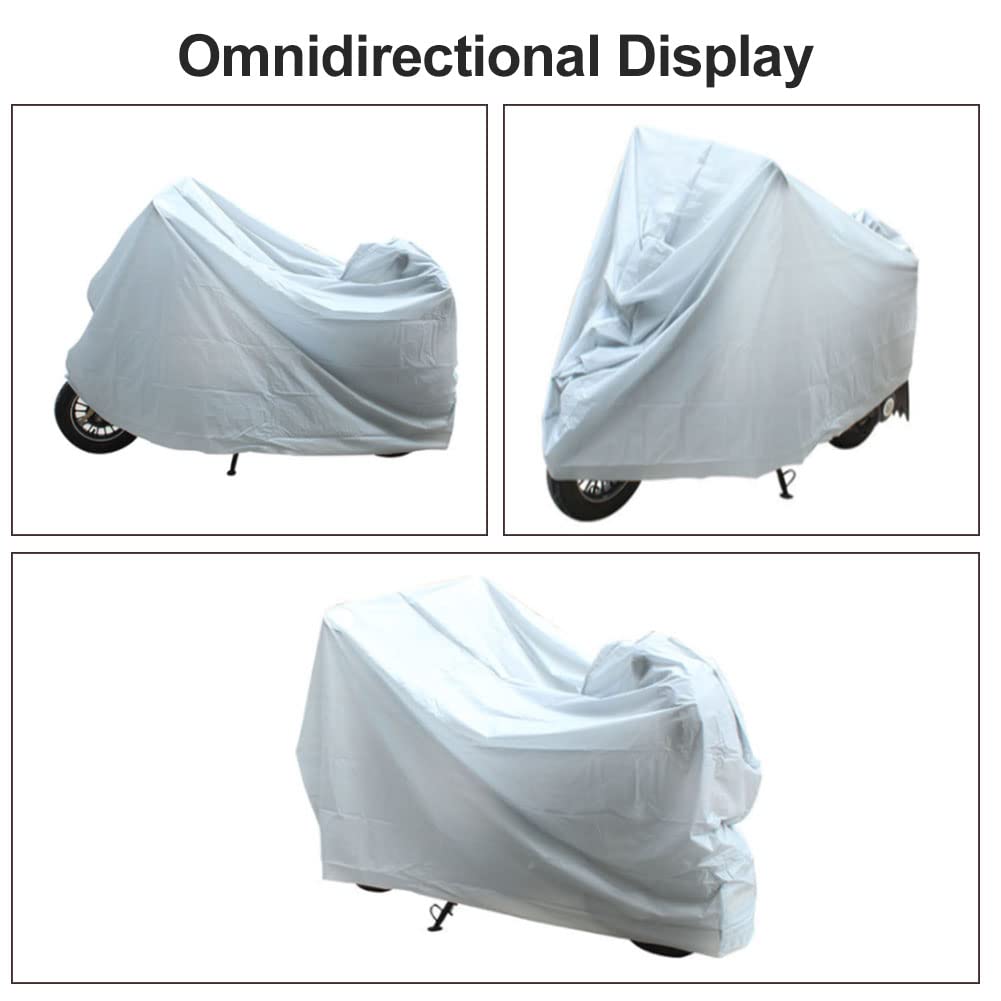 Funda para Moto, Funda Moto Impermeable, Motocicleta Protector UV para Exteriores, Cubierta para Scooter de Motor, Cubierta de Motocicleta Protector UV para Exteriores 240×140cm, Plata