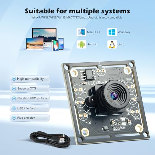 Nastopee OV9732 Kameramodul 3er Set, OV9732 USB Kamera, Kompatibel mit Autodarts Kamera System, 1280x720 30FPS HD, 100° Weitwinkel, 2 Meter Kabel, Hohe Bildklarheit für Spieleprojekt (Diagonale 100°)