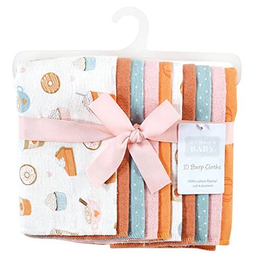 Image of Hudson Baby Unisex Baby Cotton Flannel Burp Cloths, Pumpkin Spice, One Size