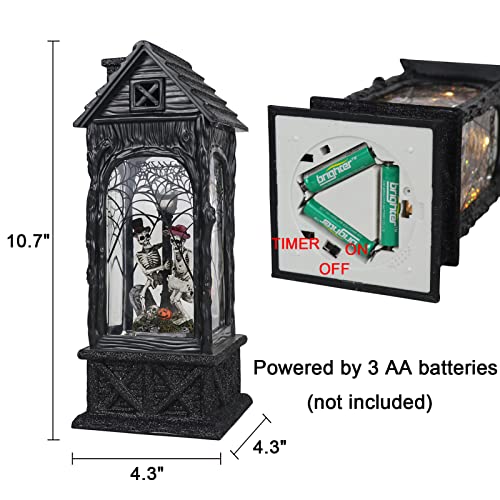 Eldnacele Halloween Ghost Projection Snow Globe Lantern With 6-Hour Timer, Lighted Plug-In & Battery Operated Water Glittering Snowing Globe Lantern For Spooky Fall Halloween Festival Party Decoration #TOP1