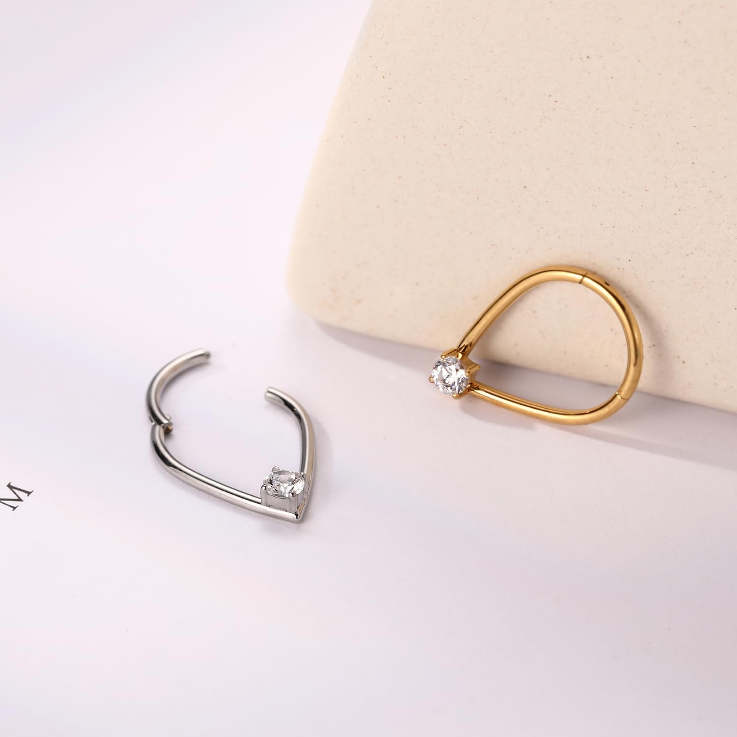 FUNLMO 316L Surgical Steel Septum Ring Daith Tragus Helix Rook Cartilage Piercing Jewelry Teardrop Nose Ring Hoop for Women Men - Image 3