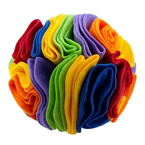 Qnvyw Schnüffelball für Hunde Intelligenzspielzeug mit Leckerlis Förderung der geistigen Auslastung & als Langsamfütterer 10 cm Regenbogenfarben für kleine & mittlere Hunde