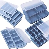 Silicone Freezer Molds Gift Set with 2 Tbsp, 1/2, 1, and 2 Cup Silicone Freezer Trays With Lids - Meal Prep and Kitchen Essentials Bundle (Blue 8 Pack)
