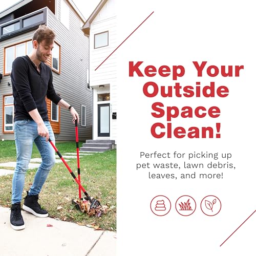 Image of Metal Pooper Scooper for Dogs, Heavy Duty Long Handle Rake, Spade & XL Tray | Rustproof Aluminum Poop Scooper for Large Dogs with 9 inchW 9.5 inchL Extra Large Tray for Yard, Grass, Dirt & Gravel