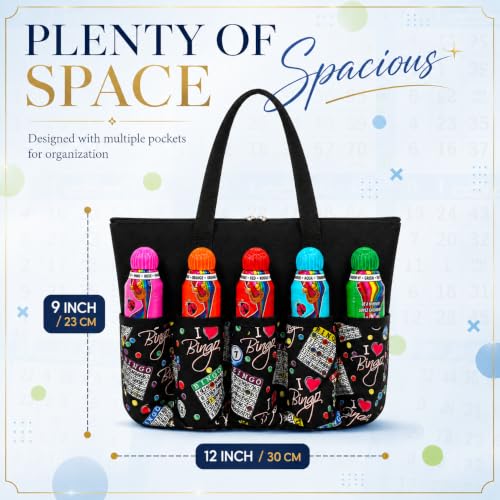 Bolsa Tote I Love Bingo Rosa con 10 Bolsillos miniatura 4