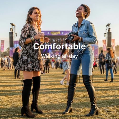 Vepose Women's Over The Knee High Boots Suede Thigh High Boot 3 Inch Chunky Heels Zipper Adjustable Opening Shoes2