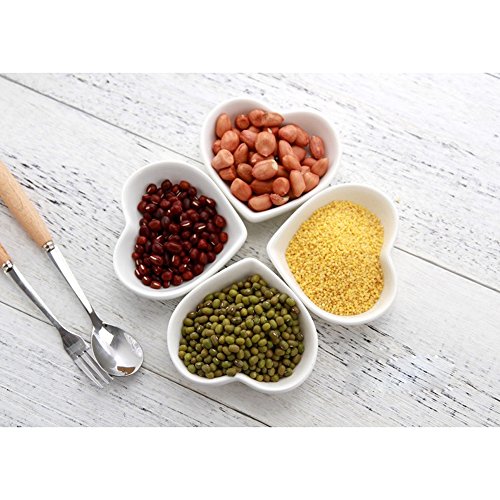 Piatto super Carino con Cuore in Ceramica, piatto per condimenti, piatti per condimenti/ciotola per sushi in salsa di soia, piatti da portata, piatti in porcellana amore (set di 4) (8cm) - immagine 6
