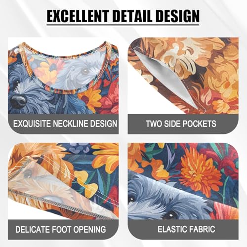 ALAZA Puppy Dog Blossom Flower Pajamas Set Short Sleeve Cotton Sleepwear Summer Pjs 2 Piece 5-14Y4