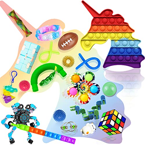 Freefa Pop Fidget Toys Pack Mini pop Autism Special Needs Stress Relief Silicone Pressure Relieving Toys Fidget Sensory Stress Ball Anxiety Relief Toys for Kids Adults Pop Pack Toys