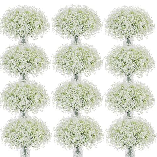 160 Pcs Babys Breath Artificial Flowers Bulk White Real Touch Flowers