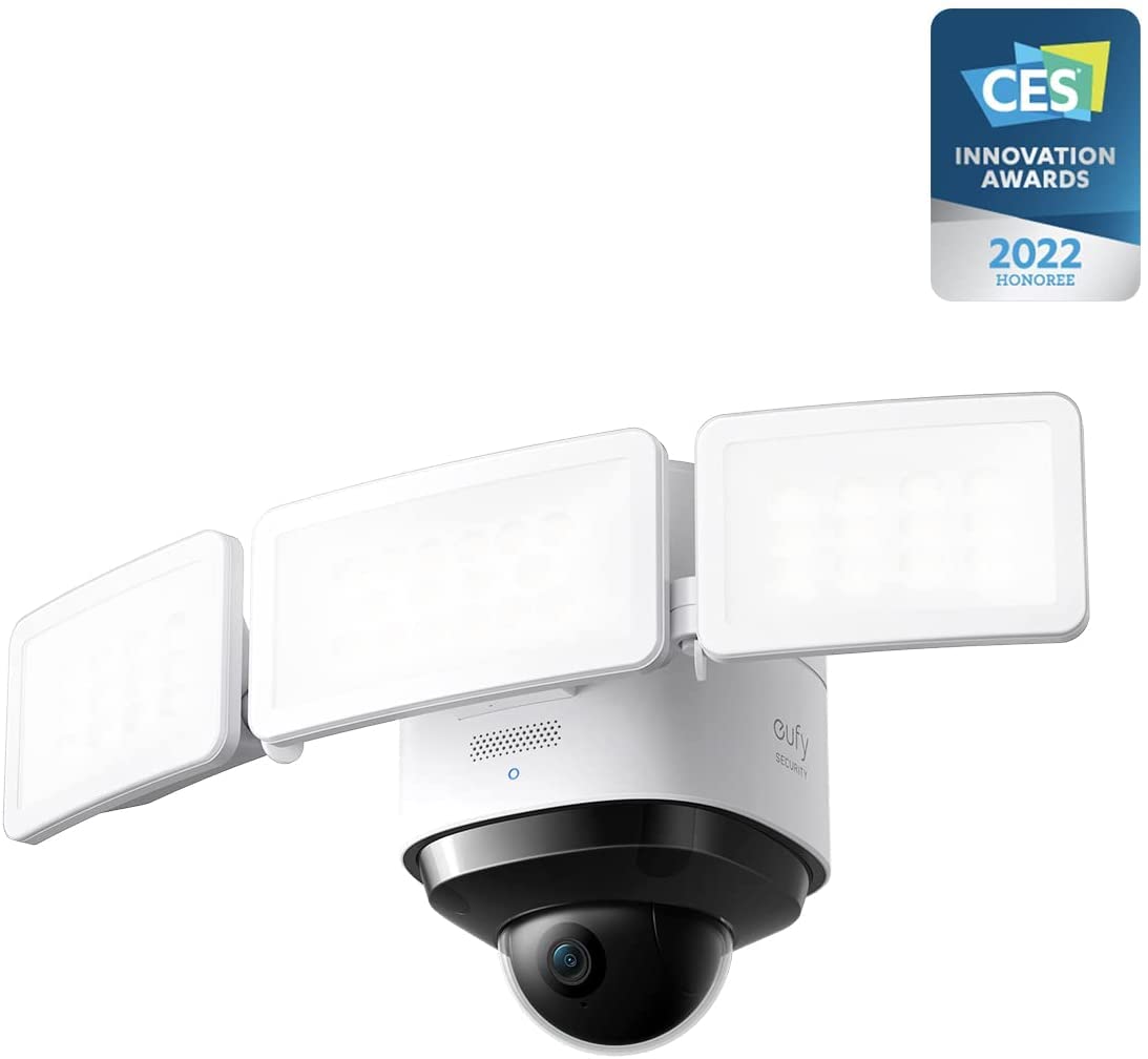 eufy Security Floodlight Cam 2 Pro Überwachungskamera mit Scheinwerfer, 360-Grad Schwenk- und Neigefunktion, 2K Full HD,Wetterfest, K.I. Technologie, Gebührenfreie Nutzung (Generalüberholt)