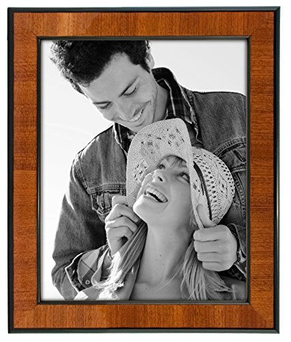 Malden International Designs Burl Wood Walnut Wooden Picture Frame with Black Border, 8x10, Walnut