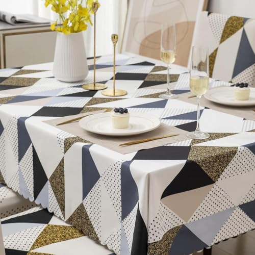 Image of Styleys Dining Table Cover Waterproof with for Kitchen Dining Table Cloth Dust and Oil Repellent (140x220, 1 Table Cover Only, Classic Beige, CTSD3181)