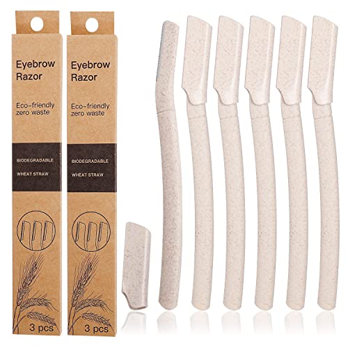 6PCS Dermaplaning Blades for Face, WheatStraw Eyebrow Razor Face Peach Fuzz Remover Face Razors for Women