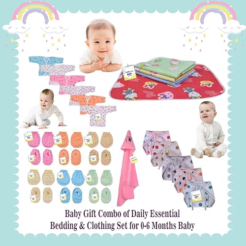 Image of Toddylon New Born Baby Essentials Kit 28 Combo Set (0-6 Months) | Newborn Hospital Bag Kit | Baby Combo Set for New Born | Infant Dress & Accessories Set | Ideal Gift for New Parents