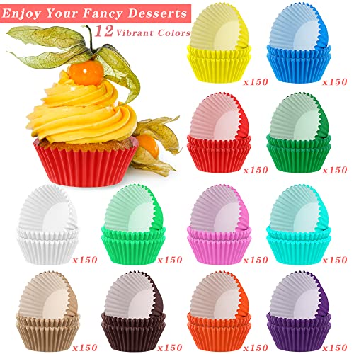 Aodaer 1800 Pieces 2 Inch Standard Cupcake Liners Greaseproof Cupcake Papers Baking Cups Muffin Liners For Baking, Wedding, Celebration, Multicolor #TOP2