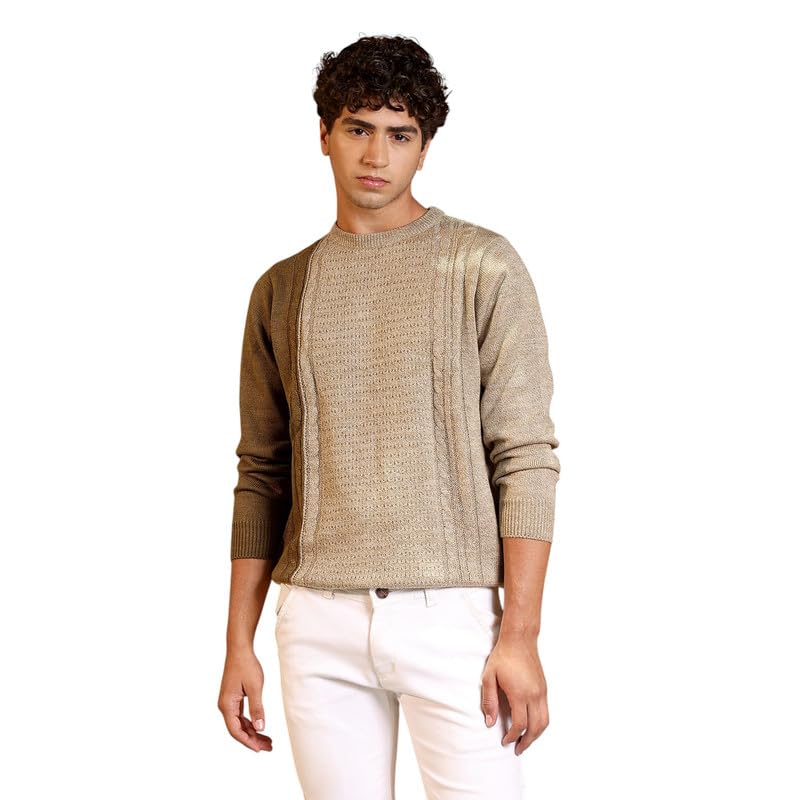 cahoot Men's Sweater | Round Neck, Ribbed Cuff Sleeves, Pull On Closure, Ribbed-Straight Hem | Solid Jacquard for Casual-picture-13
