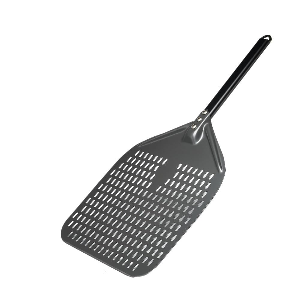 Pala per Pizza Pala for Pizza da 12/13/14/16 Pollici, Pala for Pizza Perforata, Pala for Pizza Rettangolare con Manico in Lega di Alluminio Pala Pizza Corta(12inch 62cm)