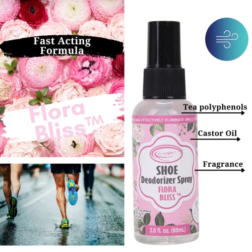 Air Jungles Shoe Deodorizer Spray, Shoe Odor Eliminator, Shoe Smell Eliminator Flora Bliss Scent for Sneaker, Boot and Locker, Gym Bag Deodorizer, Shoe Freshener for Stinky Shoes