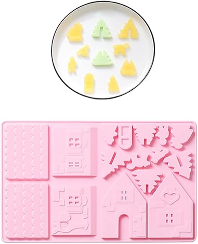 Miniatura 2 de Molde de silicona para pastel de Navidad, molde de chocolate para casa de Navidad, 2 piezas de 16 cavidades, herramientas de hornear de pan de