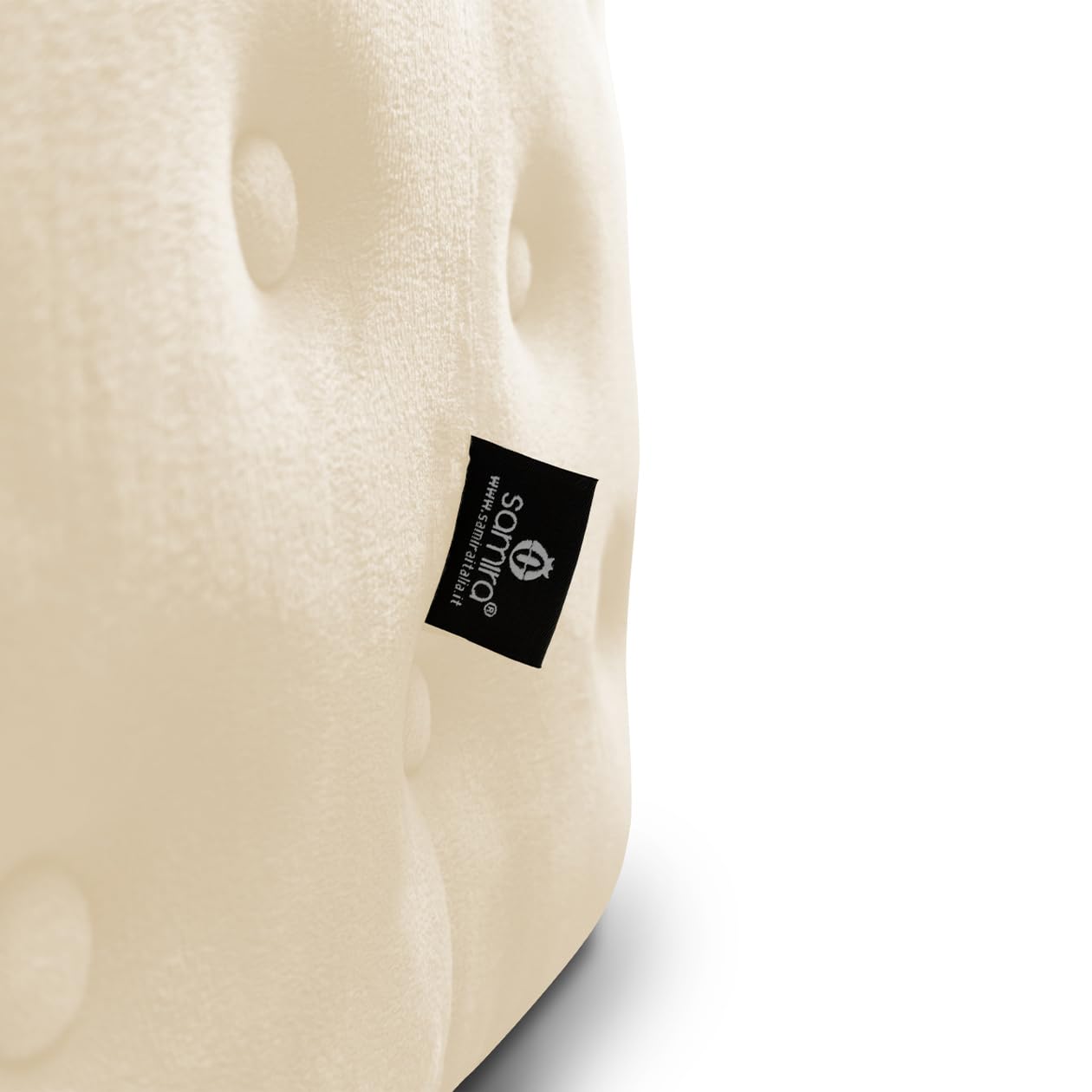 SAMIRA Pouf poggiapiedi quadrato, pouf divano in velluto – Otto (Beige)