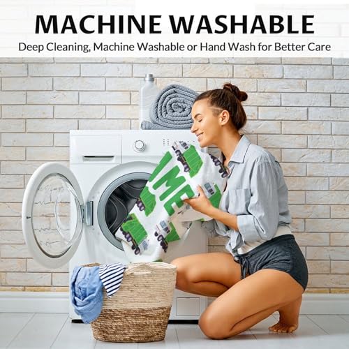 Mercuryelf Custom Garbage Truck Blanket Gift - 50x60 Inches Modern Throw Blankets for Kids - White Soft, Fuzzy & Warm Throws for Living Room, Sofa