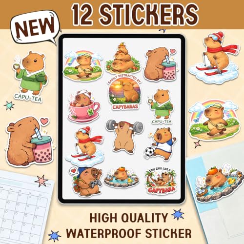 Calcomanías de capibara en pack infantil ideal para regalar y decorar cuadernos escolares 6